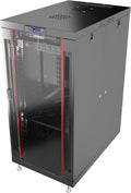 19' Server Rack Cabinet 22U – 35' Deep Network Cabinet Enclosure with Glass Door, Locking Panels, Cooling Fans, PDU & Shelf, IT Rack for Servers, Switches, AV Equipment