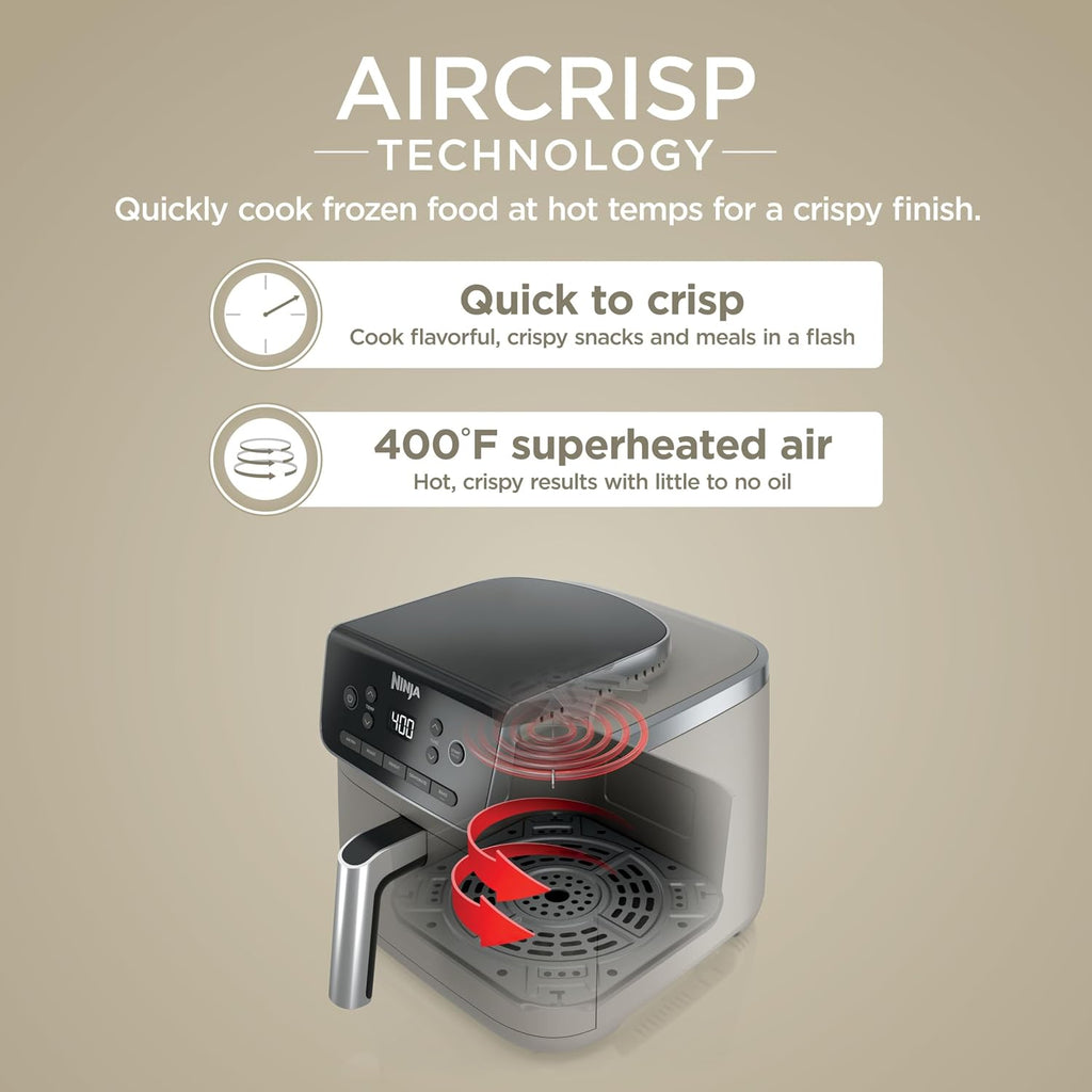 Ninja Air Fryer Pro 5-in-1 | 5 QT Capacity, Air Fry, Bake, Roast, Reheat, and Dehydrate, Air Crisp Technology | Nonstick Basket & Crisper Plate | Stone | AF142SD