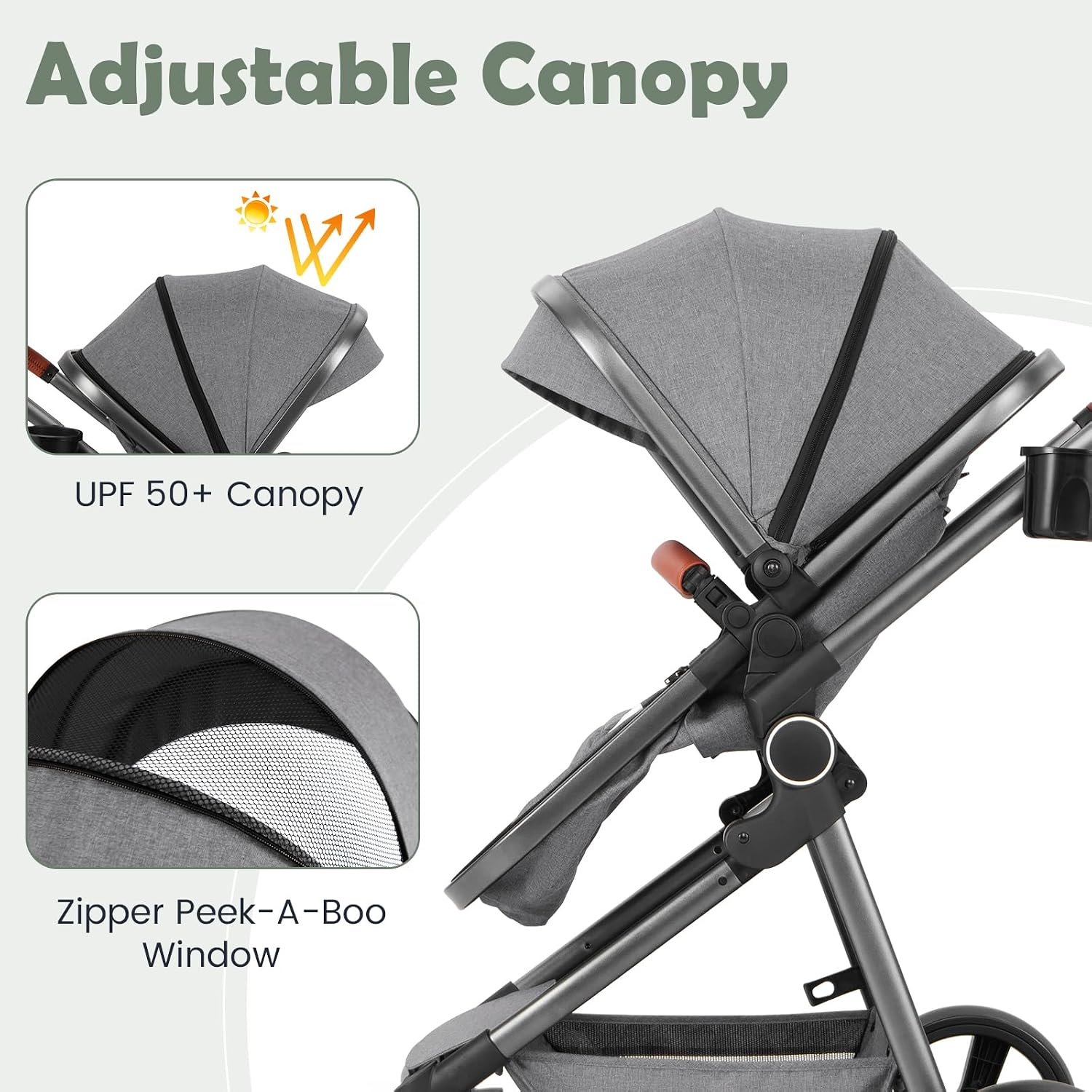 INFANS 2 in 1 Baby Stroller, Newborn Convertible Stroller Bassinet for Infant, Foldable High Landscape Shock Absorption with Reversible Seat, Aluminum Structure for Toddler Pushchair 0-36 Month