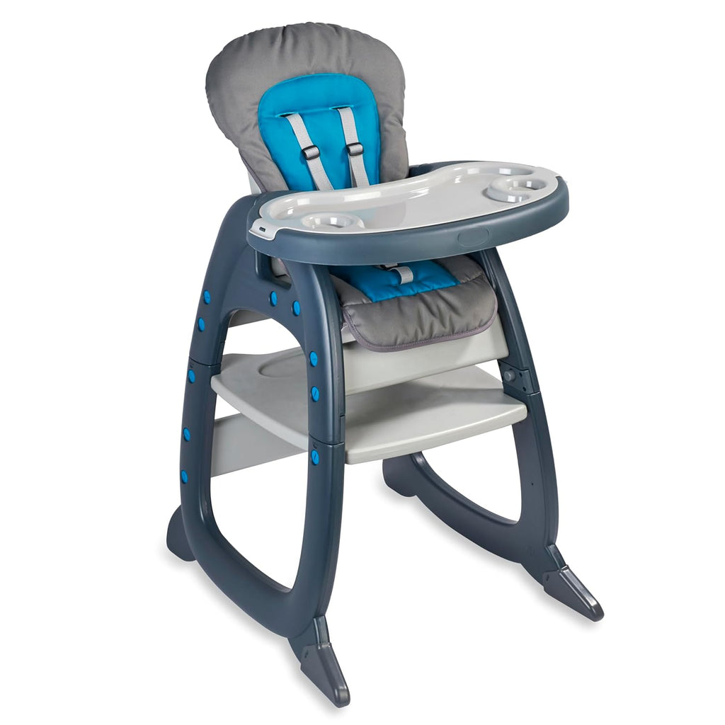 Badger Basket Envee II Convertible Baby High Chair with Infant Feeding Seat, Booster Seat, and Toddler Desk with Chair - Charcoal/Teal