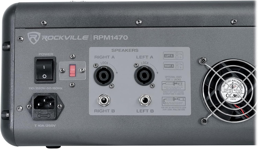 Rockville Bundle: RPM1470 14 Channel 6000w Powered Mixer w/USB, Effects/14 XDR2 Mic Pres Bundle with BP-MIX2621 Padded Mixer Bag Semi Rigid, Interior Straps 26'x21'x 8.5' (2 Items)