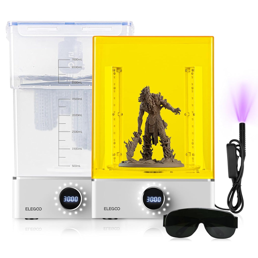 ELEGOO Mercury XS Bundle, Wash and Cure Machine for Large Resin 3D Printed Models, Compatible with Saturn and Mars LCD 3D Printers, with a Handheld UV Lamp