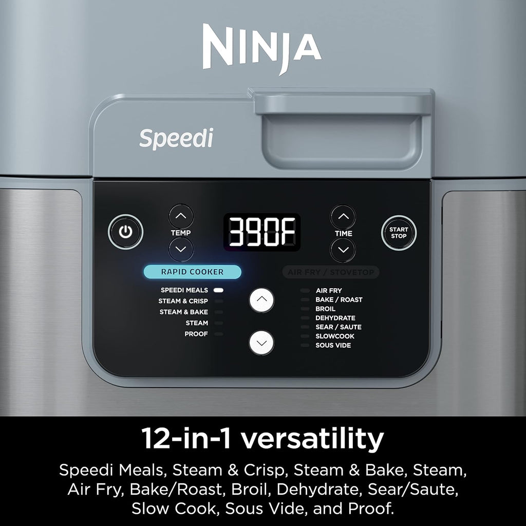 Ninja SF301 Speedi Rapid Cooker & Air Fryer, 6-Quart Capacity, 12-in-1 Functions to Steam, Bake, Roast, Sear, Sauté, Slow Cook, Sous Vide & More, 15-Minute Speedi Meals All In One Pot, Sea Salt Gray