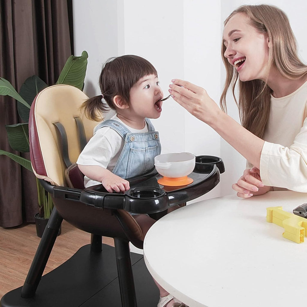 Gofirst 6 in 1 Baby High Chair,Convertible High Chairs for Babies and Toddlers/Booster Seat/Table and Chair Set,Babies Feeding Chair/5-Point Harness,4-Position Removable Tray&PU Cushion Baby Highchair
