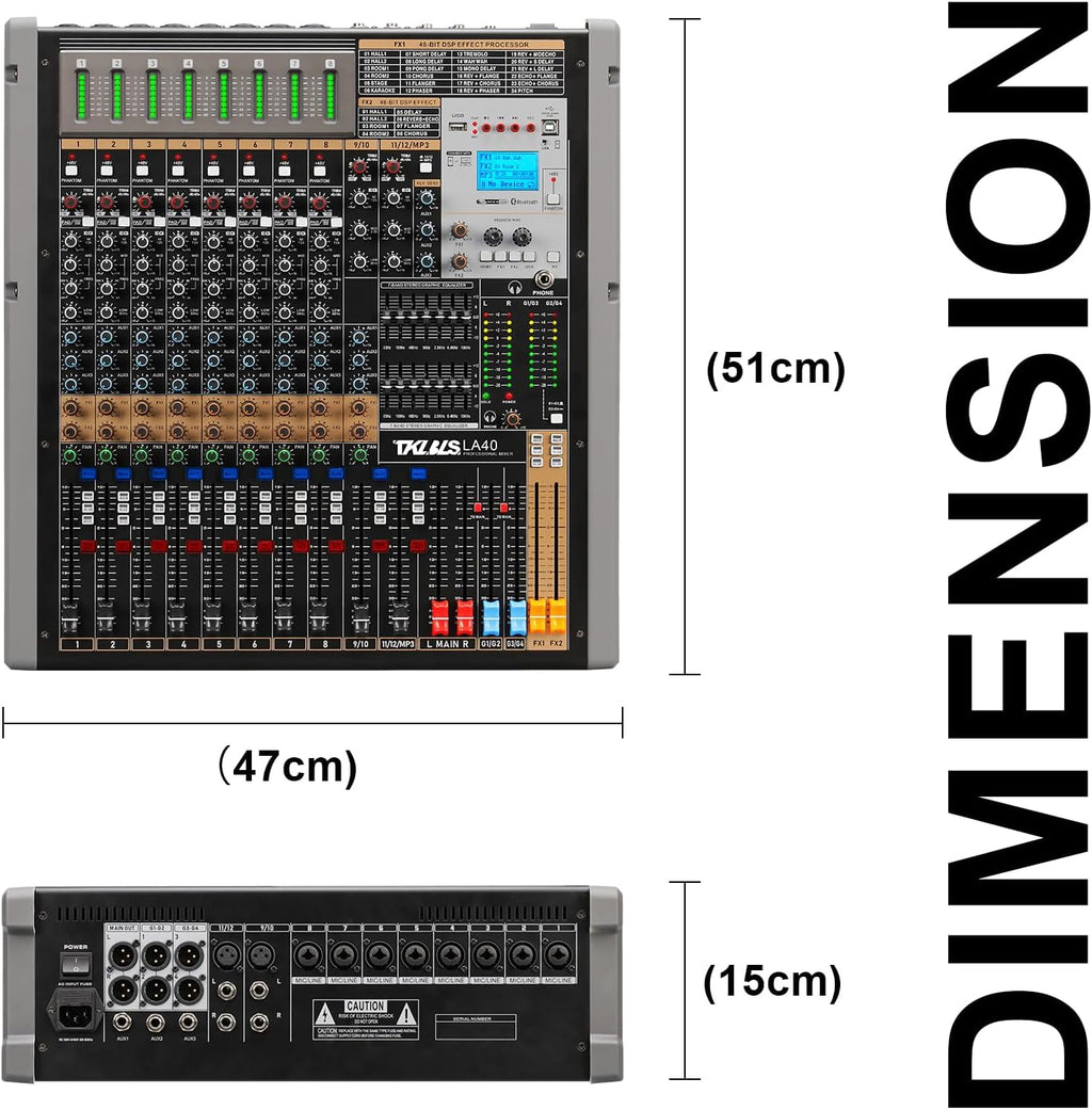 12 Channel Audio Mixer for Recording, USB Mixing Console with 99 DSP Effects, 48V Phantom Power, XLR Inputs for Studio, Streaming, Content Creation