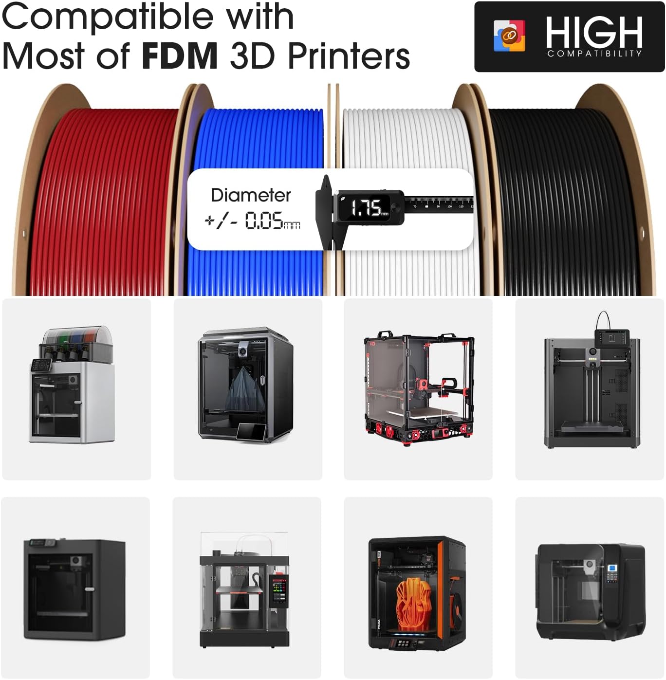 eSUN 10KG PLA Basic Filament 1.75mm, Vibrant 10 Colors Bundle, 10 Spool Pack(1KG/Spool) High Speed PLA for 3D Printers, Black+Cold White+Grey+FireEngineRed+Yellow+Blue+Green+Orange+Silver+GrapePurple