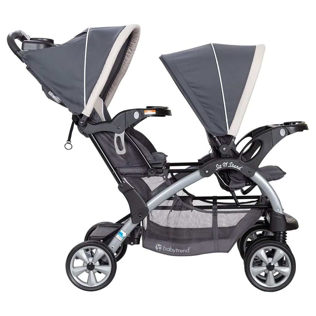 Baby Trend Sit N' Stand Convertible Multi-Use Easy Fold Travel Toddler & Baby Tandem Double Stroller with Safety Harness and Storage Basket, Magnolia