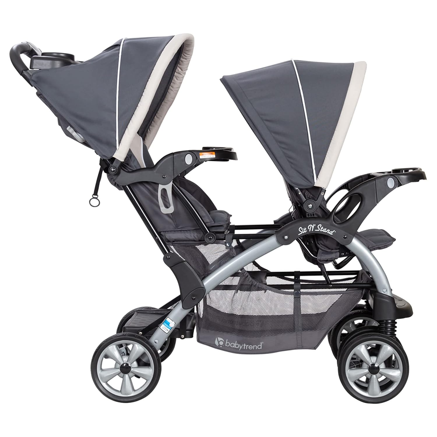 Baby Trend Sit N' Stand Convertible Multi-Use Easy Fold Travel Toddler & Baby Tandem Double Stroller with Safety Harness and Storage Basket, Magnolia