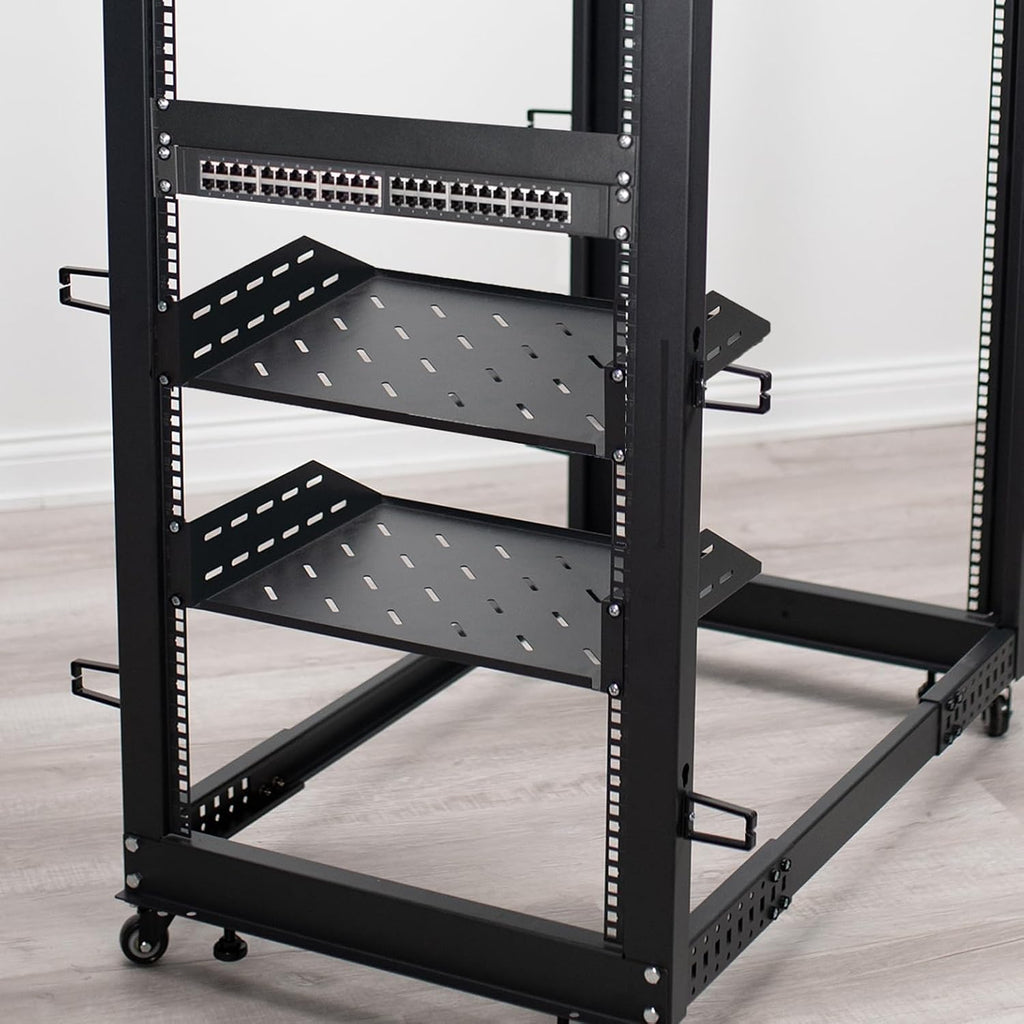 VIVO 42U Freestanding Server Rack, Mobile Open Frame 22 to 40 inch Adjustable Network Server Cart, Black, CART-SR42U