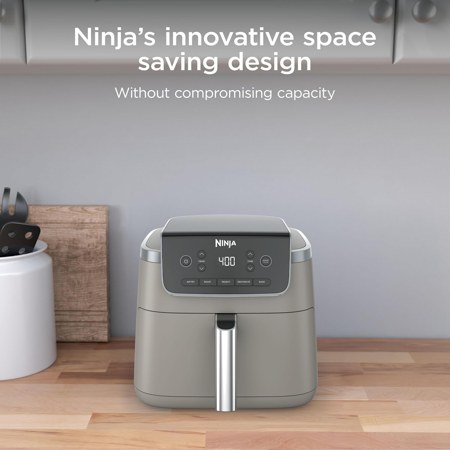 Ninja Air Fryer Pro 5-in-1 | 5 QT Capacity, Air Fry, Bake, Roast, Reheat, and Dehydrate, Air Crisp Technology | Nonstick Basket & Crisper Plate | Stone | AF142SD