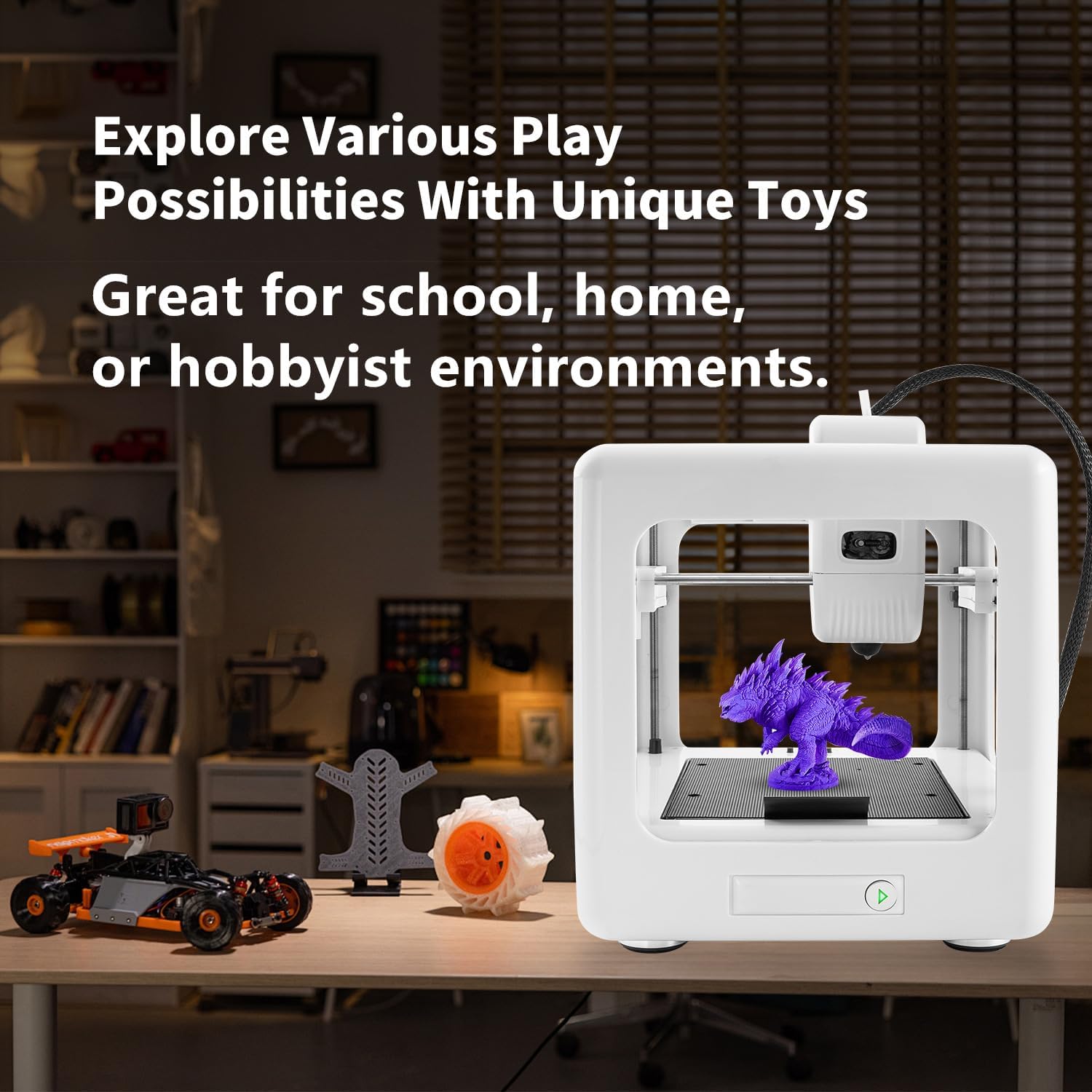 Mini 3D Printer for Beginners with 8 Colors PLA Filament, Portable FDM Printer Kit, Easy to Use, Compact Desktop 3D Printing Machine with USB/TF Card, 0.4mm Nozzle, G-Code Compatible