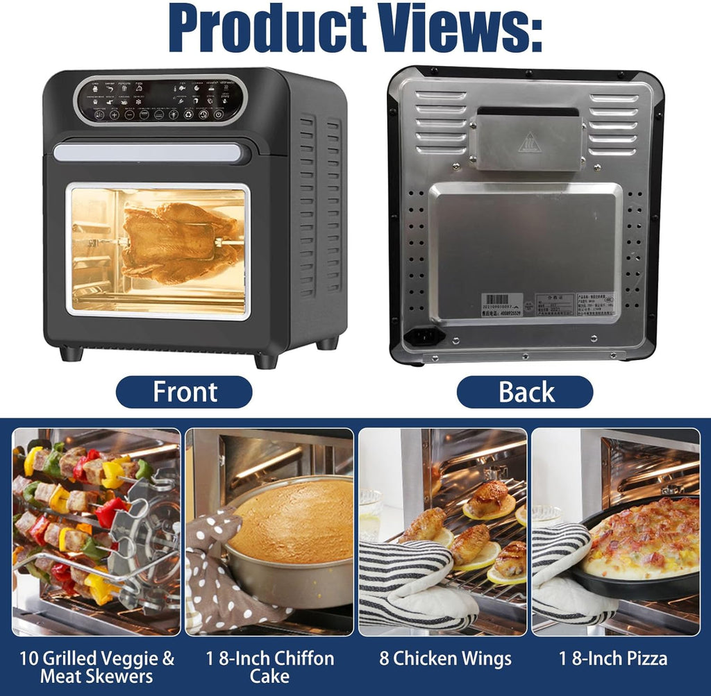 Air Fryer Toaster Oven, Countertop Convection Oven - 1700W Stainless Steel 16QT with Large Capacity, 24 Cooking Functions & Digital Controls for Baking, Roasting, Broiling, Reheating