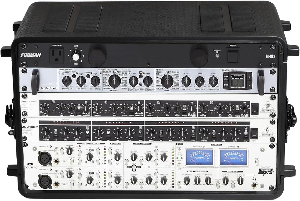 Diandian 6U Rack Case Shallow 11' Depth, 19' Rackmount Flight Case, Watertight Dust-Proof, Shock Mount for Amplifier, Pro Audio, DJ Mixer, Effects with Microphone Compartments