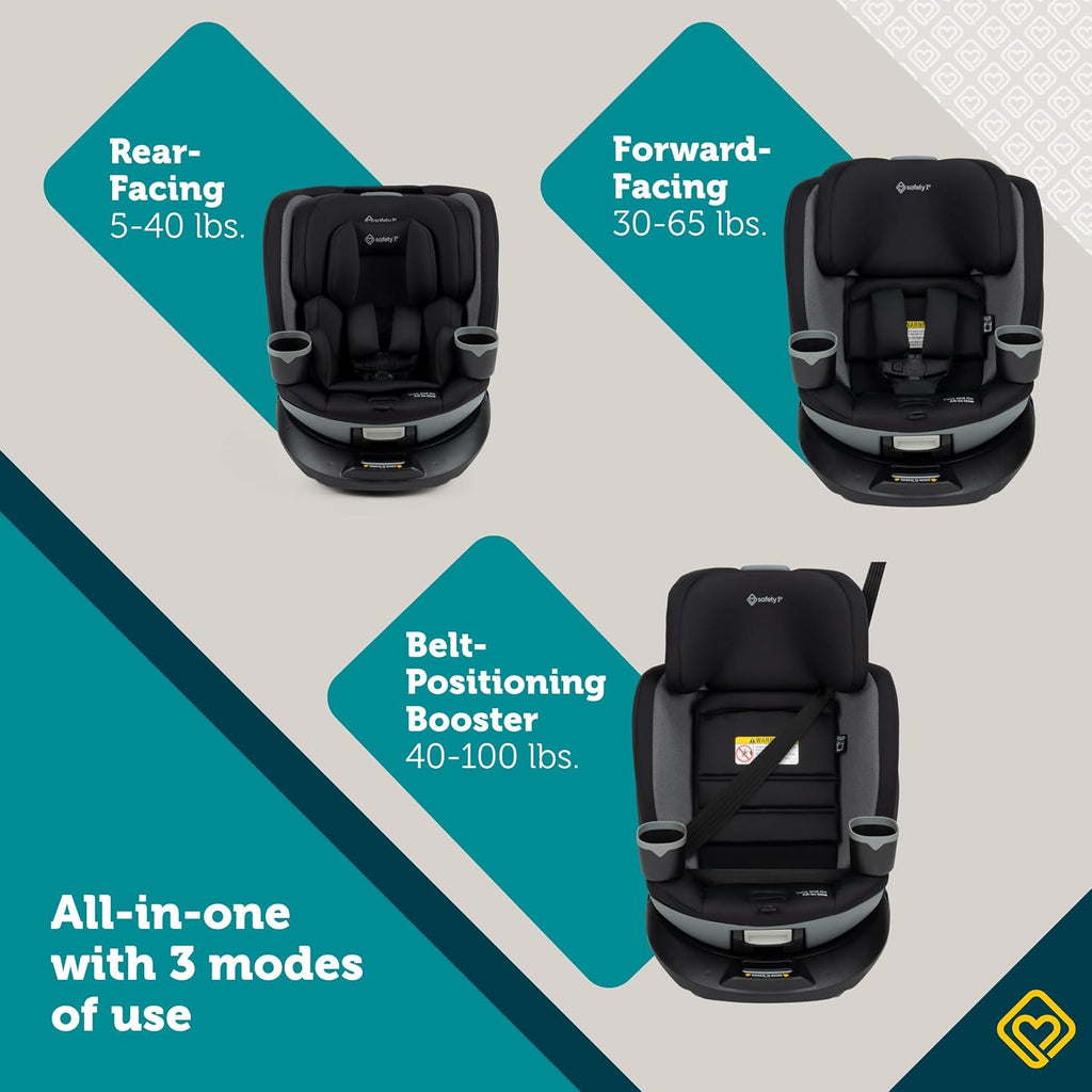 Safety 1ˢᵗ® Turn and Go 360° Rotating All-in-One Convertible Car Seat, Black Beauty