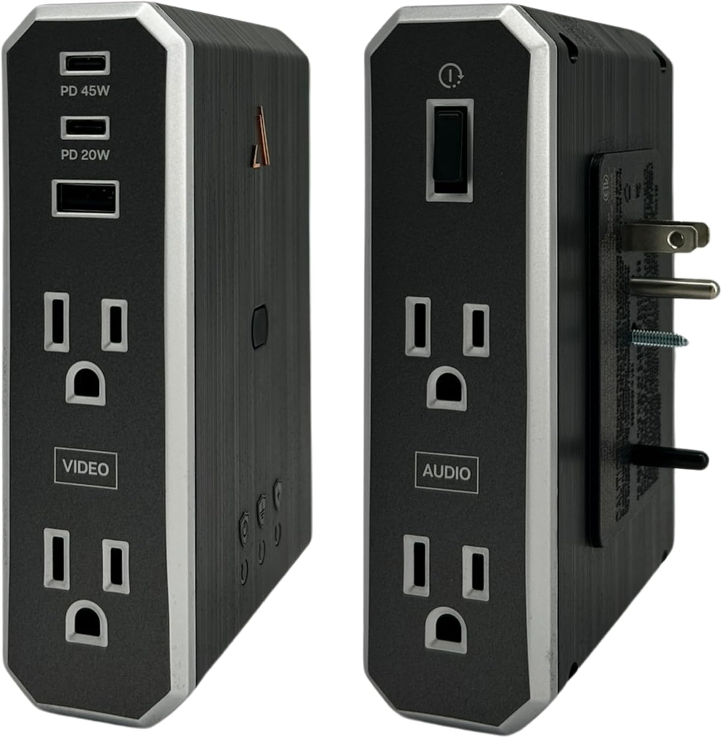 Austere VII Series, Wall Power 4 Outlet Surge Protector, 3500 Joules, Isolated EMI/RFI Filtering, 2 USB-C 45W & 20W Fast Chargers, 1 USB-A 2.4 amps, Overcurrent Protection, 6 Year Component Guarantee