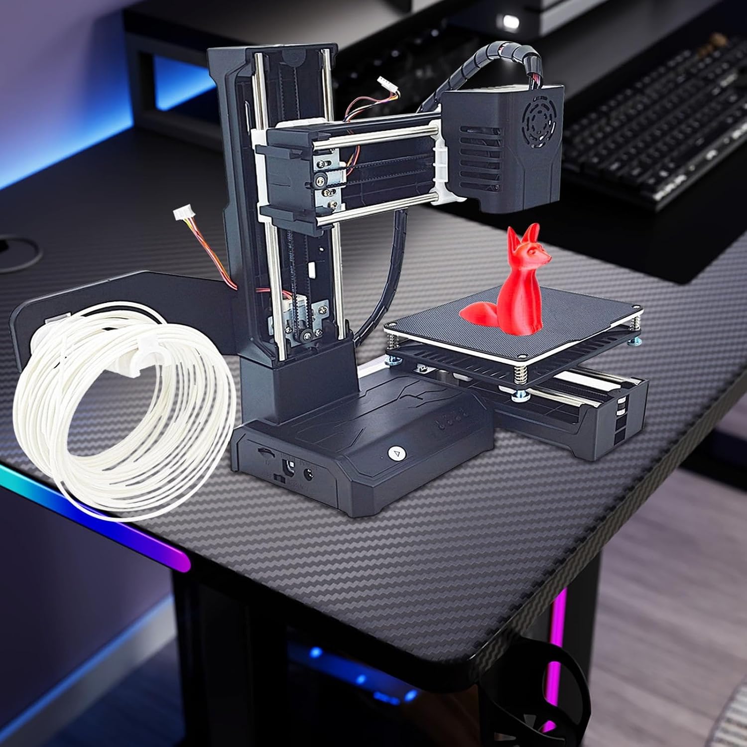 Mini 3D Printer – Fully Assembled, Auto Leveling, Quiet Printing, 100x100x100mm Build Size, Beginner-Friendly 3D Printer for Kids & Students, USB/SD Connectivity, PLA Filament Supported