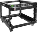 RIVECO 6U Server Rack with Wheels Open Frame Networking Rack+ PDU 8 Outlets Set Black