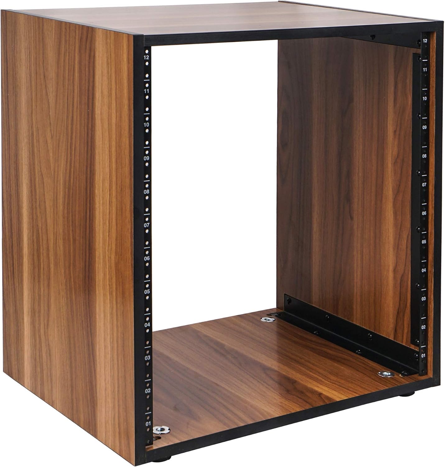 Sound Town DIY 12U Studio Rack with Furniture Grade Walnut Laminate, Rubber Feet, Casters (SDRK-12WN)