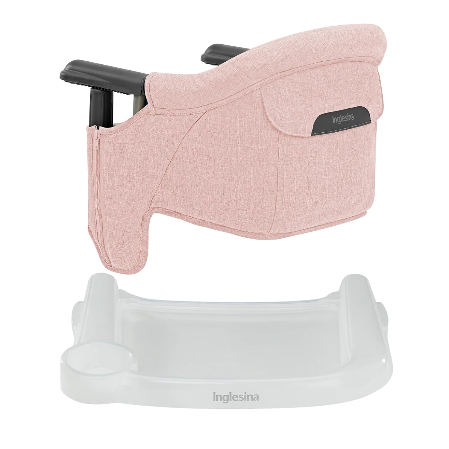 Inglesina Fast Table Chair - Powder Pink + Fast Dining Tray - Portable Baby High Chair for Babies & Toddlers up to 37 lbs - Fits Tables 0.8''-3.5'' Thick - Compact, Easy to Use - Travel Bag Included
