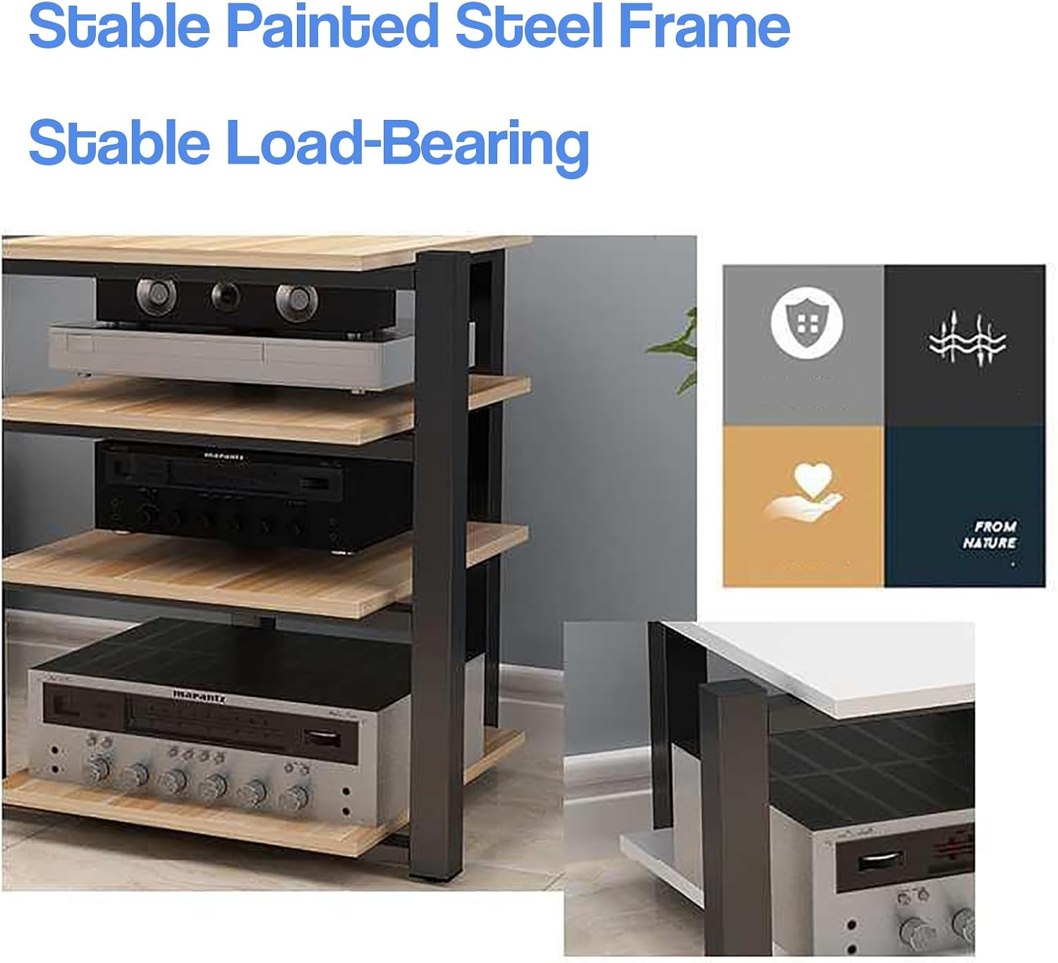 2-Tier Black Audio Rack, AV Media Stand & Stereo Tower Cabinet for Entertainment System, 2/3/4 Tier Options, Ideal for Audio/Video Components and Equipment Display