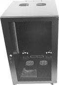 18U Server Cabinet Wall Mount Rack Enclosure with Caster Wheels 2 Server Fans Locking Grid Gate Removable Side Panels 19' Network Cabinet 15-18.5' Installation Depth Heavy-Duty Frame (37INCH, 18U)