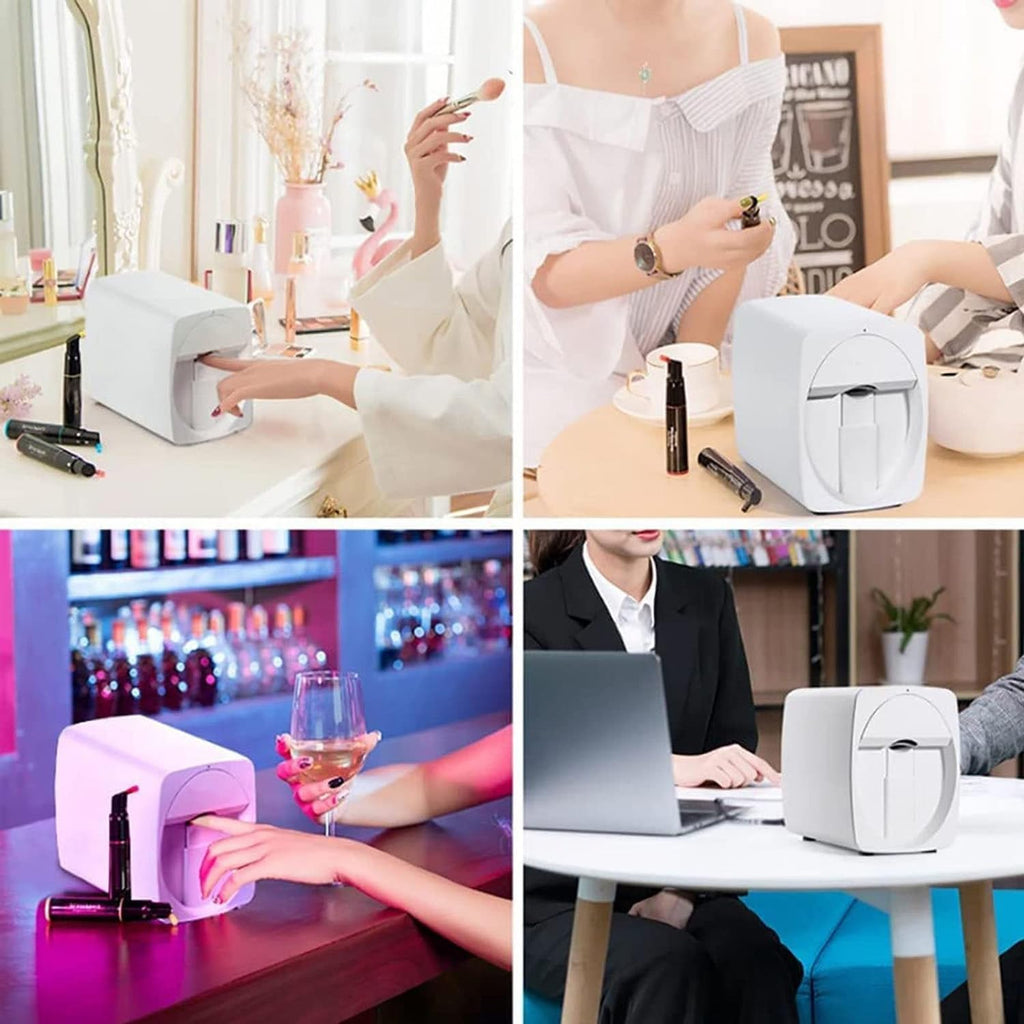 Nail Art Printer, 3D Intelligent Automatic Nail Printing Machine, Support WiFi/DIY/USB, Portable Nail Painting Machine for Kid/Studio (White)