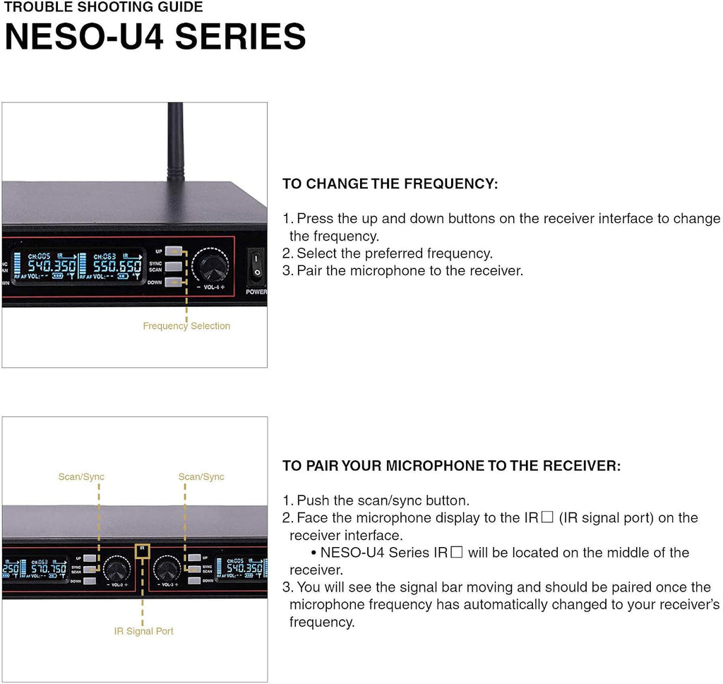 Sound Town 200-Channel Rack Mountable Professional Adjustable UHF Wireless Microphone System with Metal Receiver, 4 Lavalier Mics, 4 Bodypack Transmitters (NESO-U4LL)