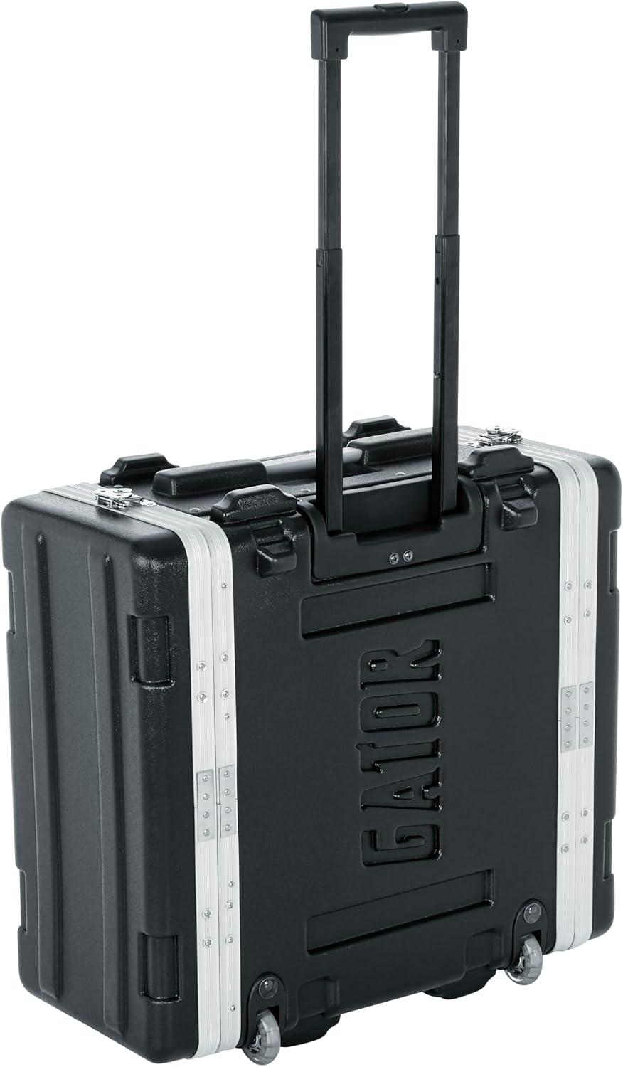 Gator Cases Lightweight Molded 4U Rack Case with Built-in Power Supply, Heavy Duty Latches, Retractable Tow Handle, and Recessed Wheels, 19.25' depth (GRR-4PL-US)