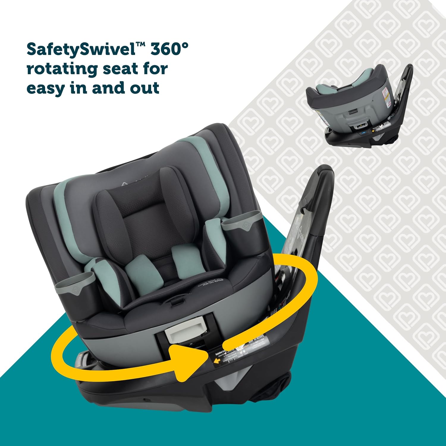 Safety 1st Turn and Go 360 ST Rotating All-in-One Convertible Car Seat, SafetySwivel Technology, SecureTech Installation, 3-in-1 Rear-Facing, Forward-Facing, Booster, 5-100 lbs, Siberian Caviar