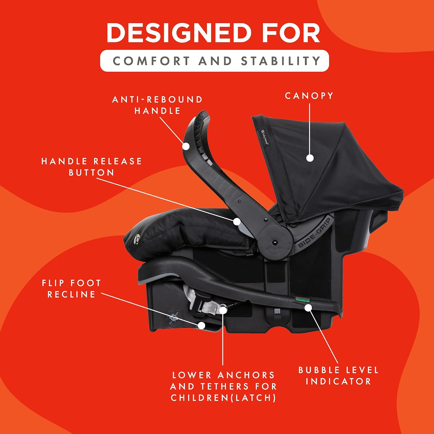 Baby Trend EZ-Lift 35 Plus Ergonomic Lightweight Rear-Facing Infant Car Seat with Multi-Position Base and Cozy Cover, Modern Khaki