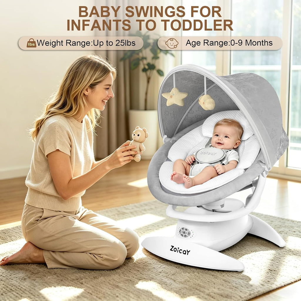 3-in-1 Baby Swing for Infants with Motion Detection, Infant Swing with 5 Speeds & 3 Swing Modes, 12 Melodies, Electric Swing for Baby, Up to 25 lbs, White