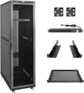 Tecmojo 42U Server Rack Network Cabinet 31.5' D x 23.6' W, Locking Data Cabinet Enclosure for 19' Server, Networking, AV & IT Equipment, Mesh Door, Black