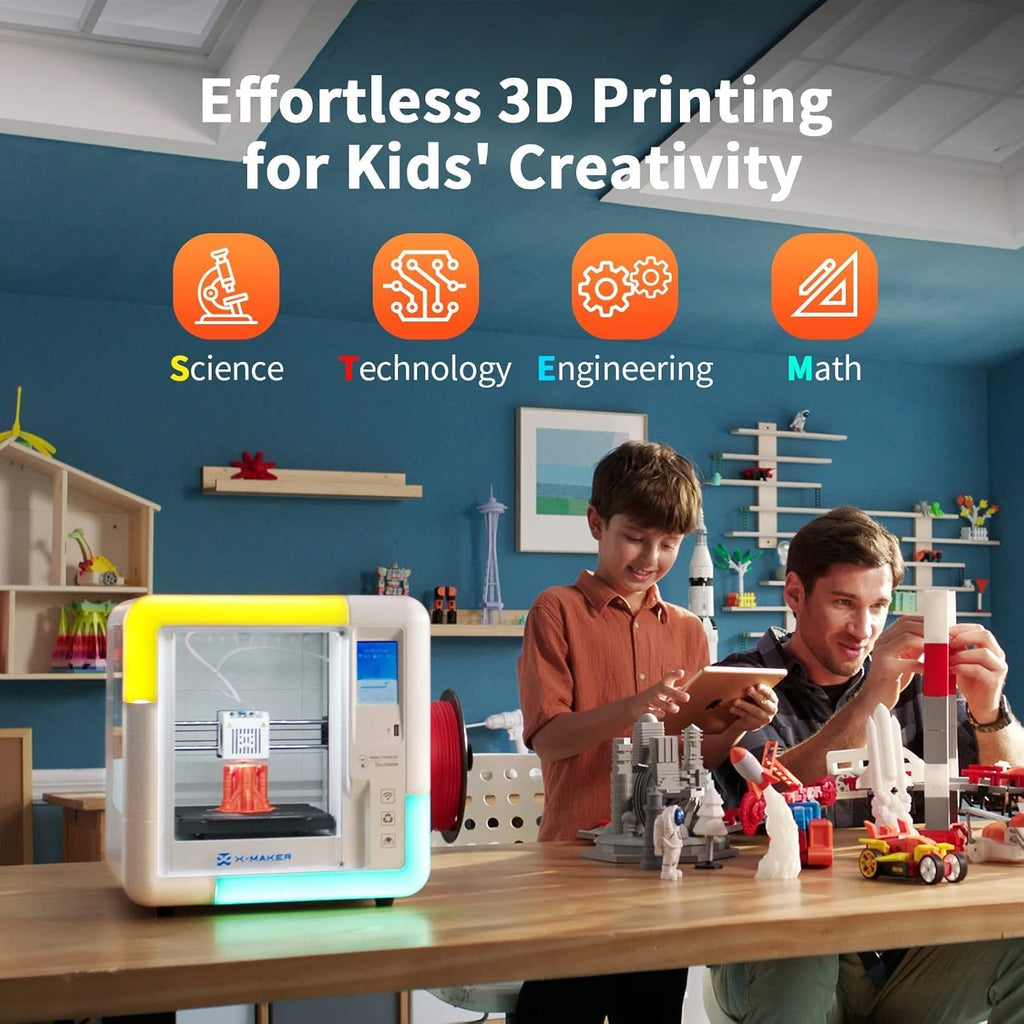 AOSEED X-Maker 3D Printer for Kids and Beginners, Fully Assembled High-Speed 3D Printer with Auto Leveling Bed, Wi-Fi Printing, High Precision Small 3D Print with App, PLA Filament Supported