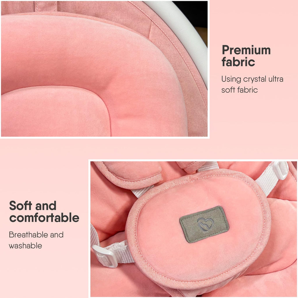 BabyBond Baby Swings for Infants, Bluetooth Infant Swing with Music Speaker, 3 Seat Positions, 5 Point Harness Belt, 5 Speeds and Remote Control - 1 Pcs (Pink)
