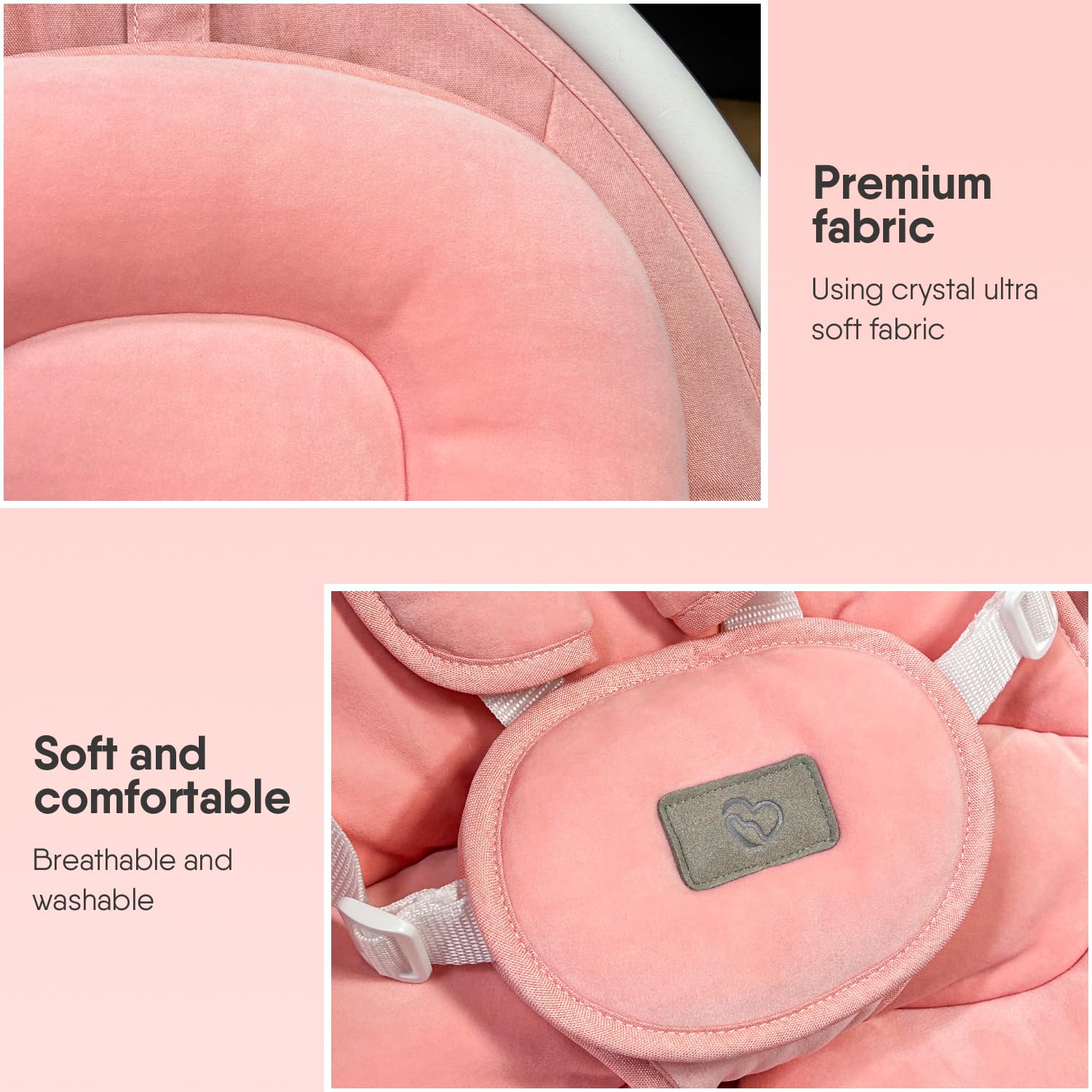 BabyBond Baby Swings for Infants, Bluetooth Infant Swing with Music Speaker, 3 Seat Positions, 5 Point Harness Belt, 5 Speeds and Remote Control - 1 Pcs (Pink)