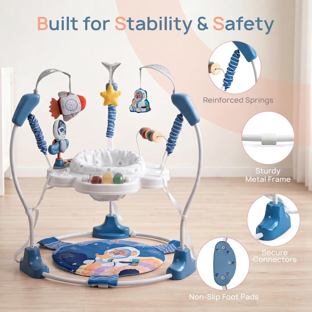Baby Activity Center, Baby Jumper Activity Center with Music, Interactive Toys, 360° Rotating Seat, 3 Adjustable Heights, Infant Activity Jumper for 6+ Months (Space Tiger)