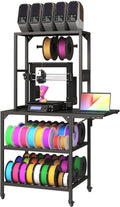 3D Printer Stand, Heavy Duty 3D Printer Table Stand with Filament Storage Rack, T-Shaped Spools Holder Rack with Wheels, 3D Printer Workbench for 3D Printing Studio, Home Office Workshop