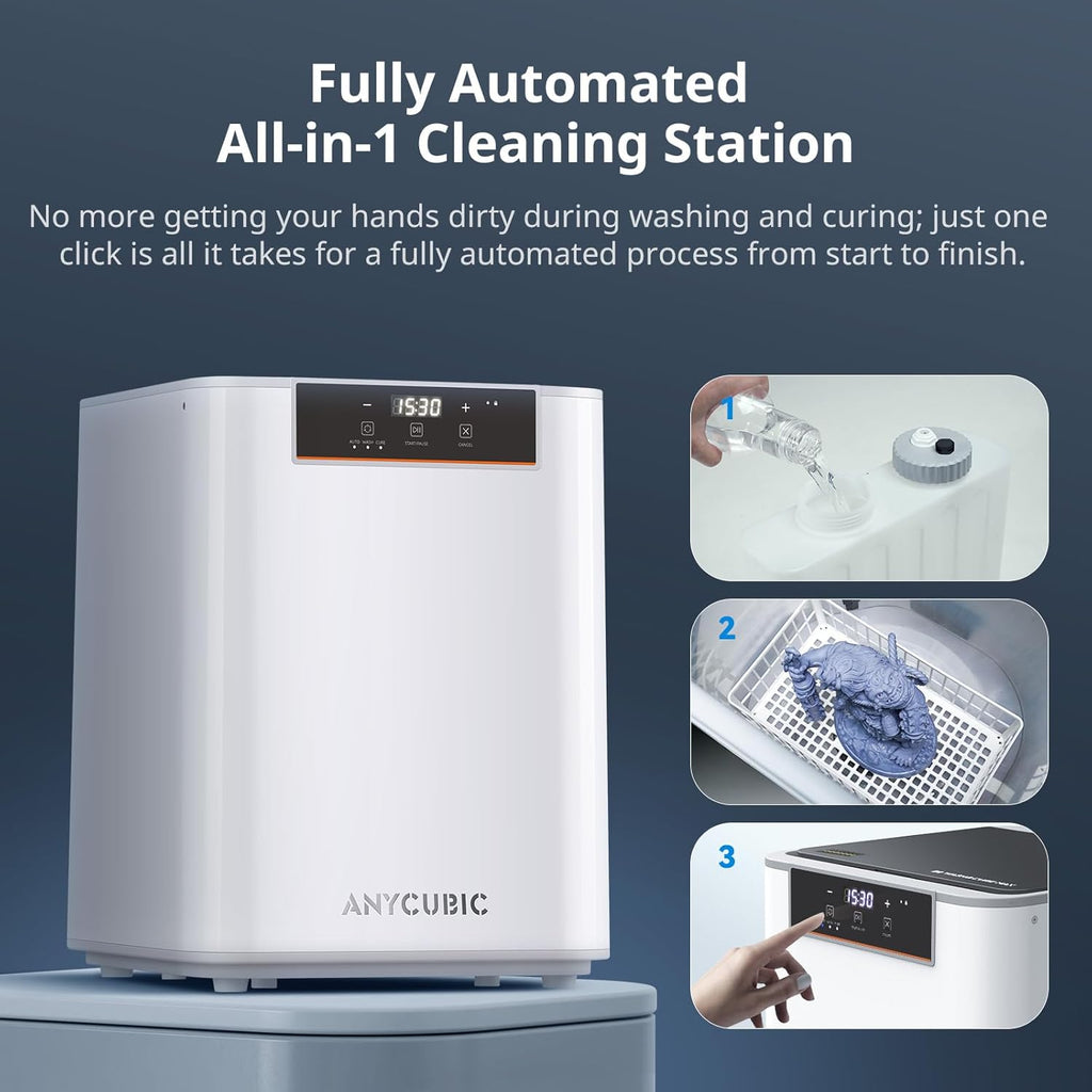 ANYCUBIC Wash and Cure Max 3 Station, Supersize 2 in 1 Wash and Cure Machine for Photon Mono M7 MAX Saturn Resin Printer with Dual-Mode Cleaning & Conserving IPA, Washing Size 305x165x300mm