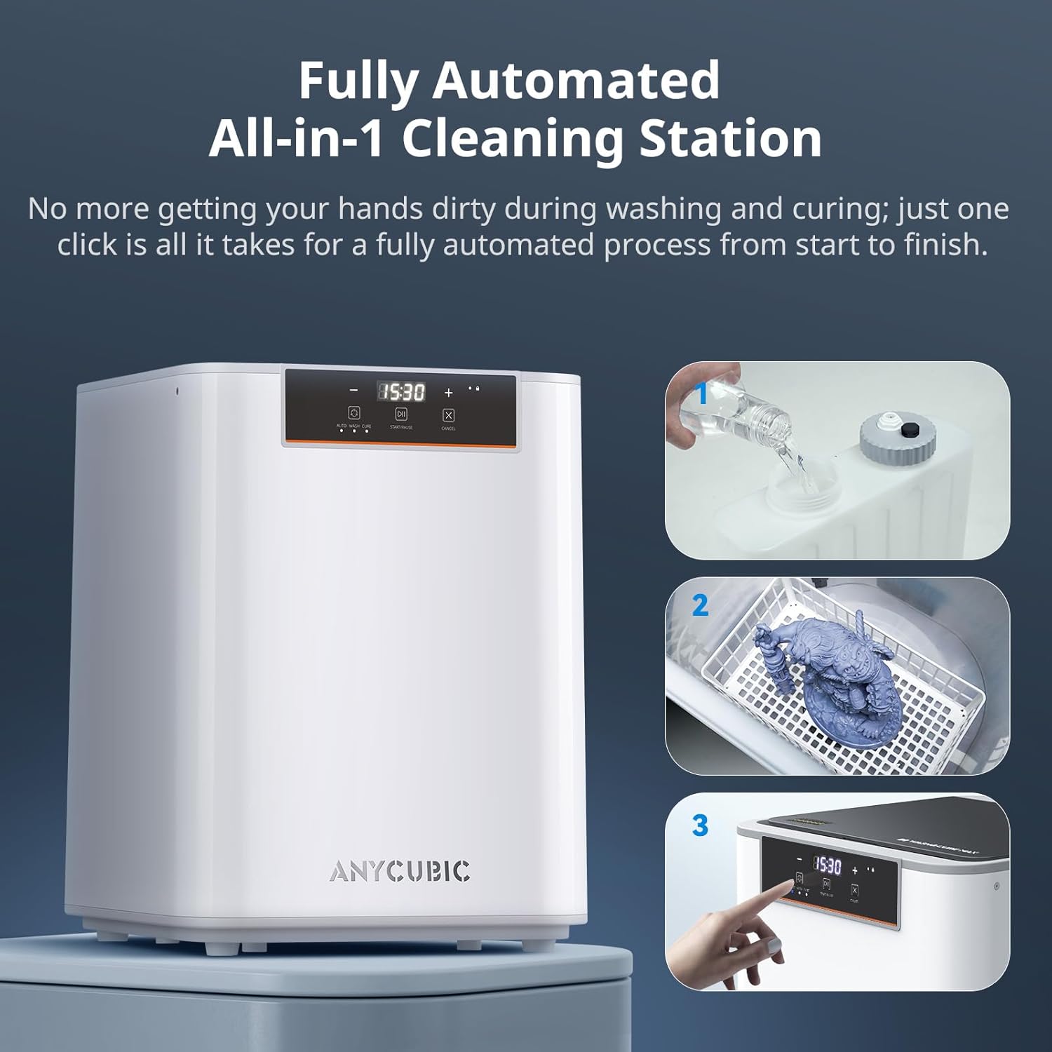 ANYCUBIC Wash and Cure Max 3 Station, Supersize 2 in 1 Wash and Cure Machine for Photon Mono M7 MAX Saturn Resin Printer with Dual-Mode Cleaning & Conserving IPA, Washing Size 305x165x300mm
