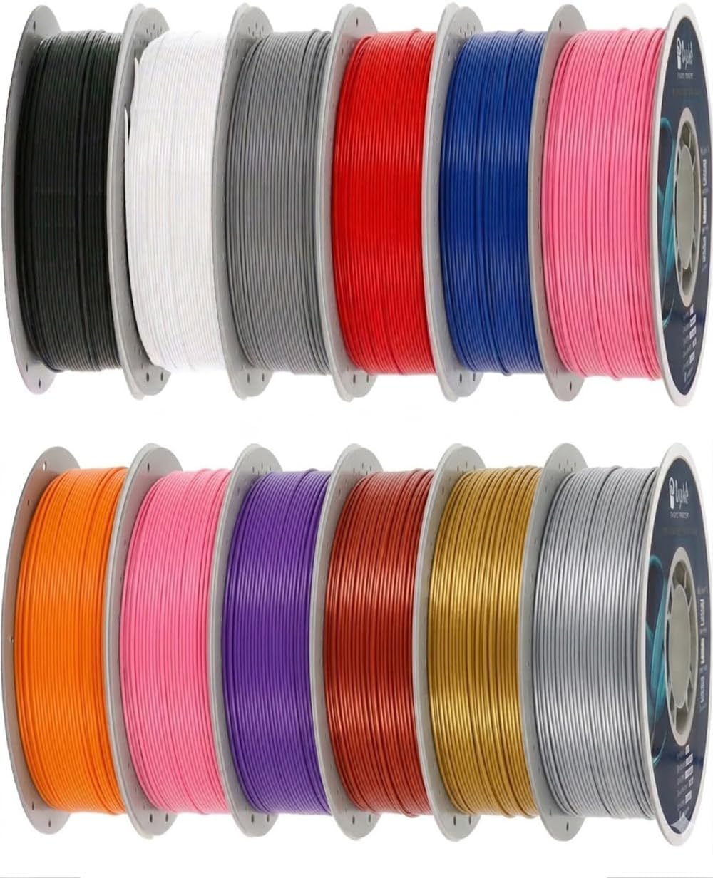 PLA 3D Printer Filament 1.75mm, 12 Rolls Bundle (1kg/2.2lb per Roll), 10kg Total, High Dimensional Accuracy & Low Odor, Suitable for Beginners, Compatible with FDM Printers