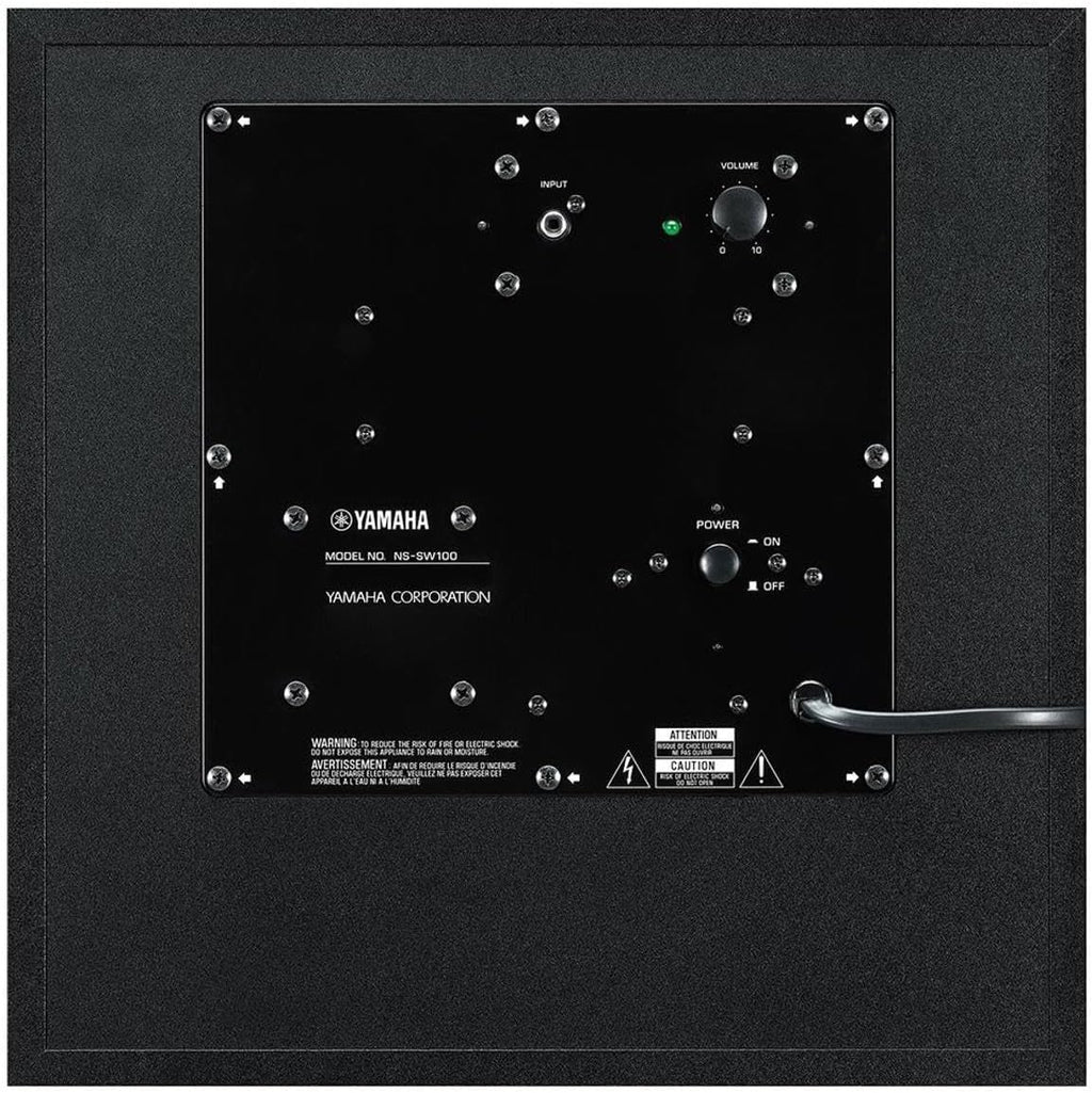 YAMAHA RX-V385 5.1-Channel 4K Ultra HD AV Receiver with NS-SW100BL 10' 100W Powered Subwoofer, Black