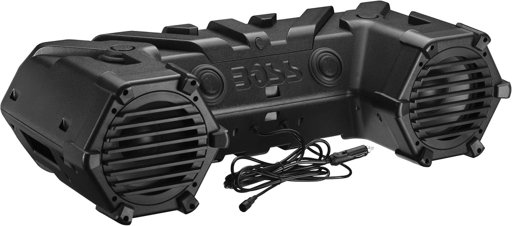 BOSS Audio Systems ATVB95LED ATV UTV Sound System - 8 Inch Full Range Stereo Speakers, 1.5 Inch Tweeters, IPX5 Weatherproof, Built-in Amplifier, Bluetooth Remote, Light Bar, Storage Compartment