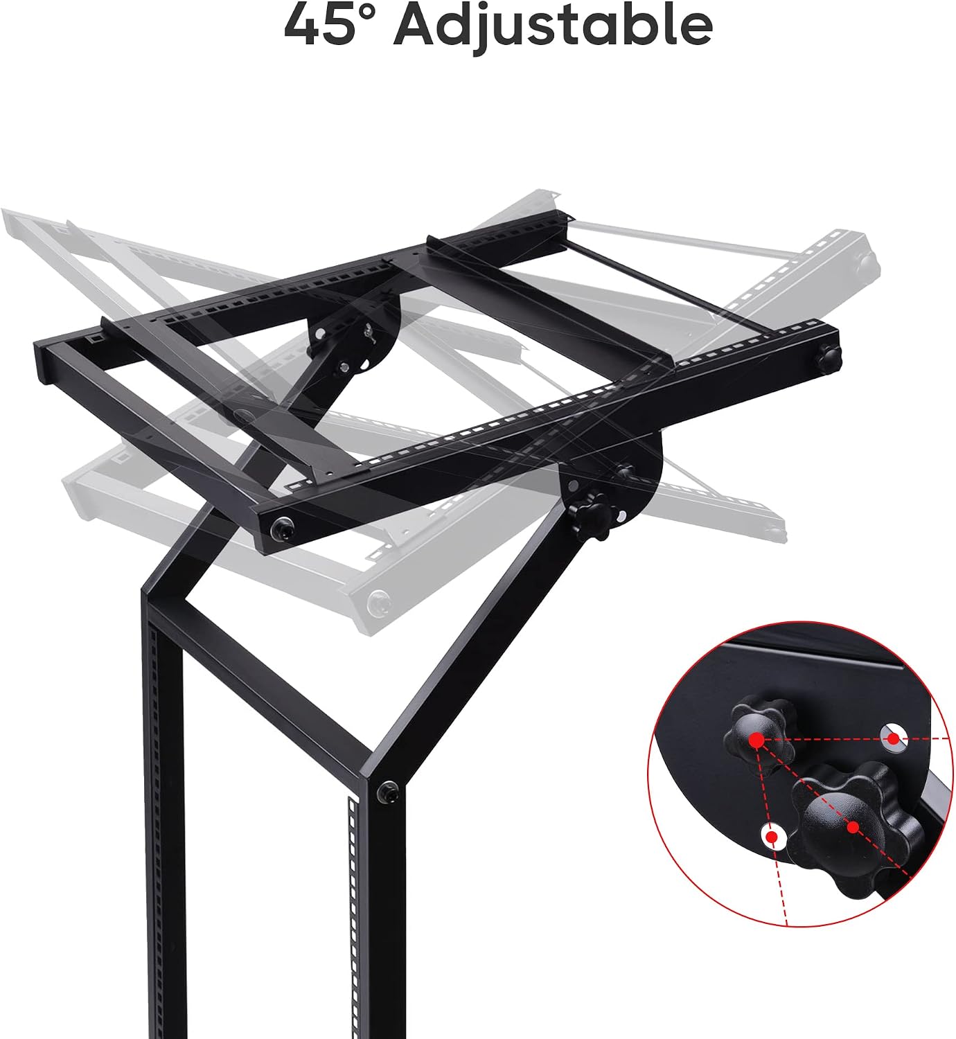 AW Adjustable Rack Mount Studio Equipment Rolling DJ Mixer Stand Stage Cart Music Party Show 12U