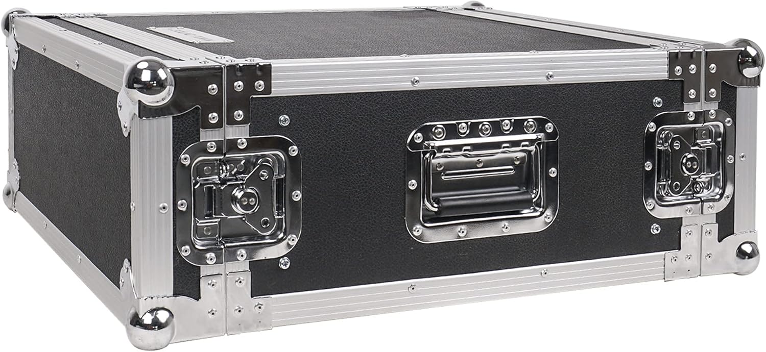 Sound Town 4U PA/DJ Rack/Road Case, 4-Space, with 21' Rackable Depth, Plywood, Metal Ball Corners, Pro Tour Grade Flight Case (STRC-4U)