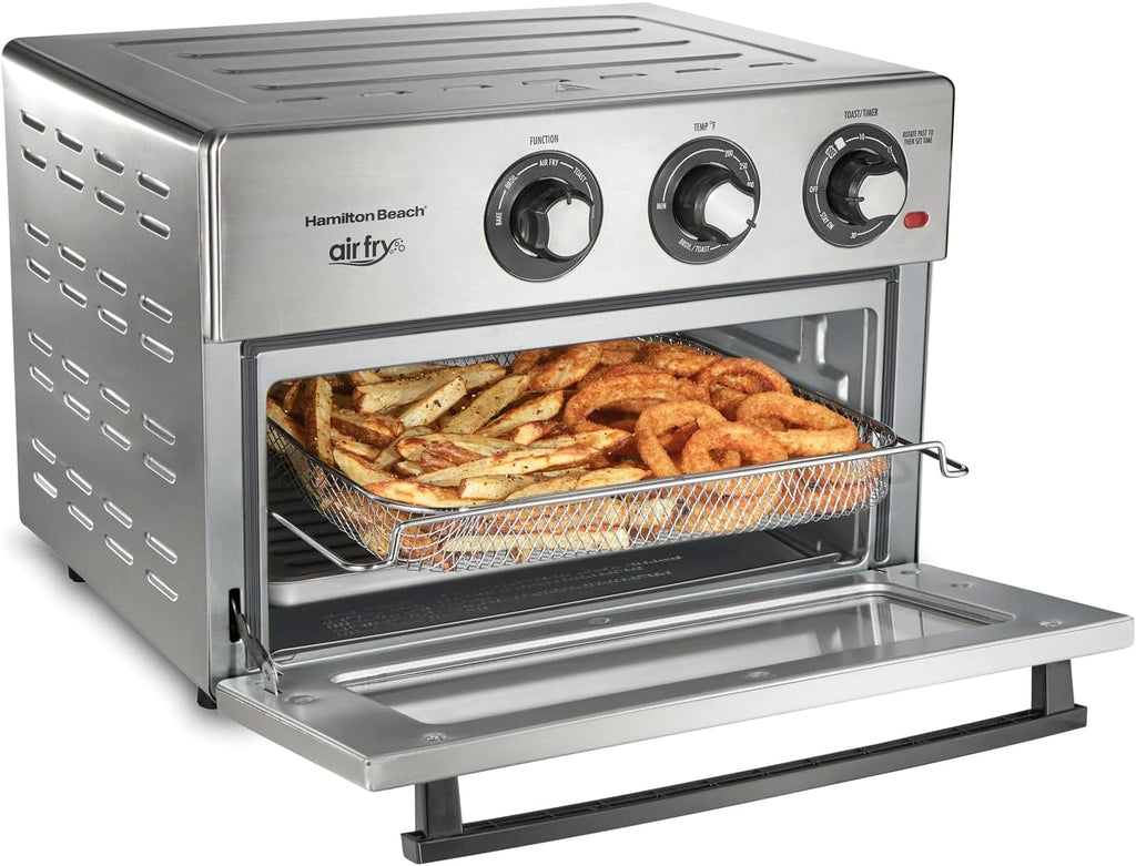 Hamilton Beach Toaster Oven Air Fryer Combo, Includes Bake, Broil, and Toast, Fits 12' Pizza, 1800 Watts, 6 Cooking Modes, Stainless Steel