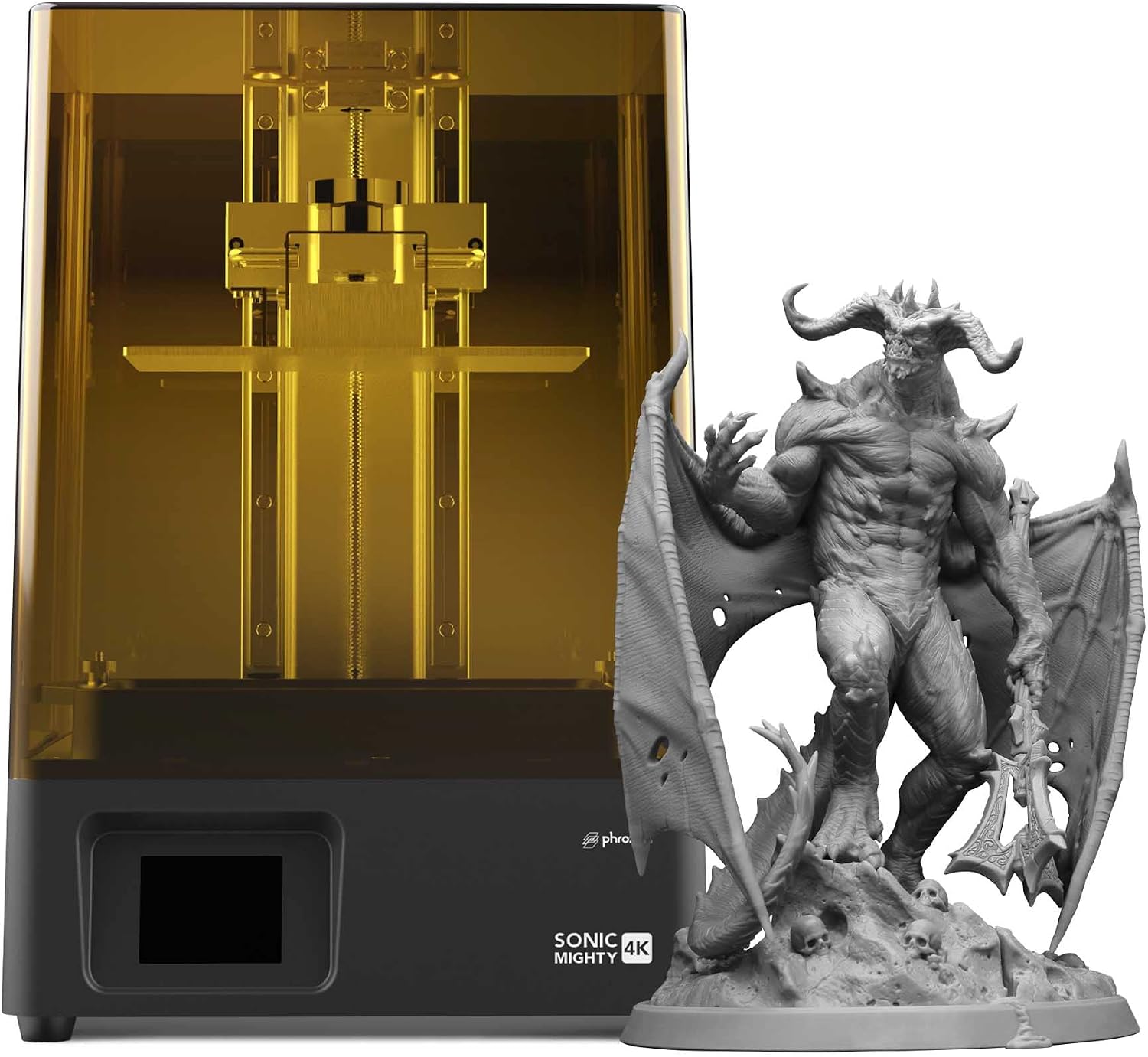 phrozen Sonic Mighty 4K LCD Resin 3D Printer, 9.3' Monochrome LCD, Tabletop 3D Resin Printer with 52µm XY Resolution, 7.9 * 4.9 * 8.7 Inch Printing Volume for Models, Miniatures and Action Figures