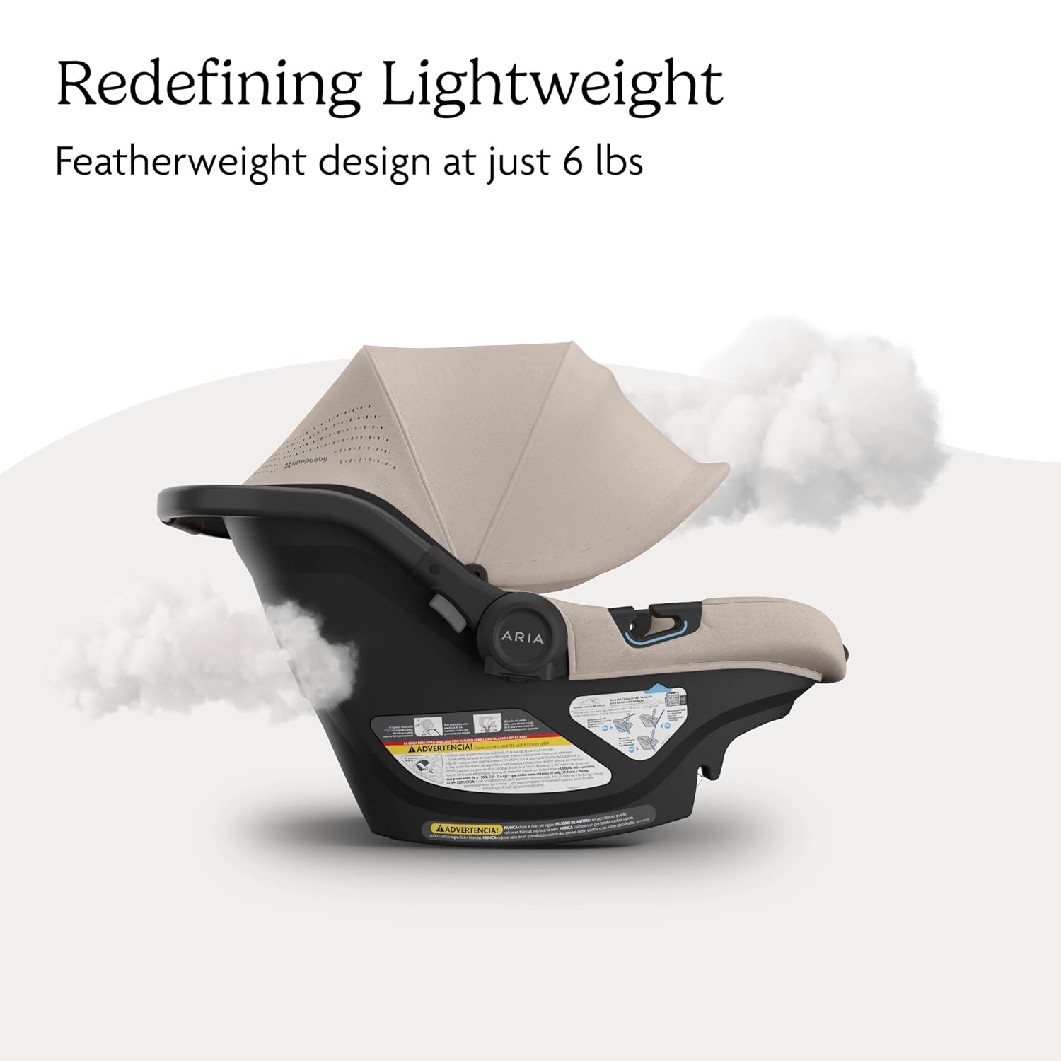 UPPAbaby Aria V2 Lightweight Infant Car Seat - Just Under 6 lbs - Base with Load Leg + Infant Insert + All-Weather FootCover Included - Direct Stroller Attachment - Ada (Sandstone)