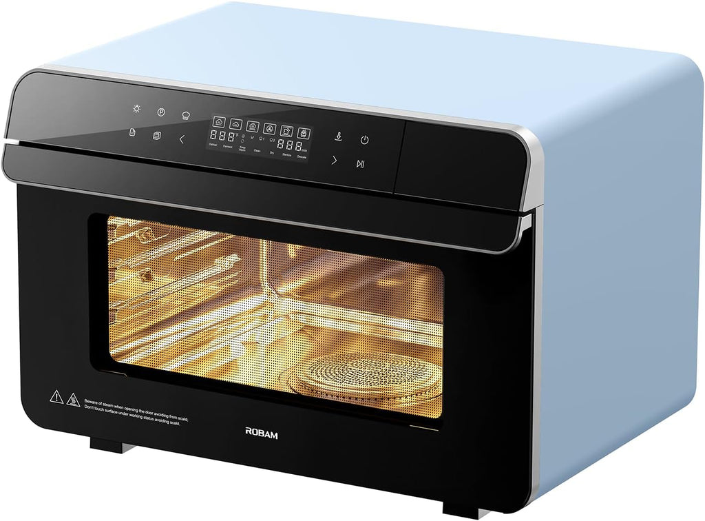ROBAM Toaster Oven Air Fryer Combo R-BOX Blue, 23QT Countertop Convection Steam Oven, Rapid Steam, Bake, Air Fry, Broil, Dehydrate, Defrost, Ferment, Steam Self-Clean, Touchscreen Control