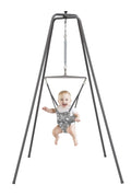 Jolly Jumper Elite (Grey Safari) Baby Exerciser - Sturdy Frame, 6 ft Tall Stand Baby Jumper, Indoor and Outdoor Exercise Saddle Seat, Adjustable Height, for Infants up to 28lbs