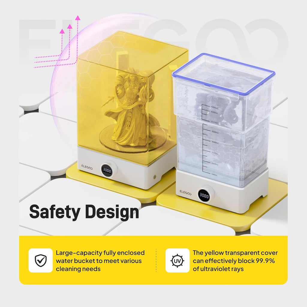 ELEGOO Mercury XS Bundle, Wash and Cure Machine for Large Resin 3D Printed Models, Compatible with Saturn and Mars LCD 3D Printers, with a Handheld UV Lamp